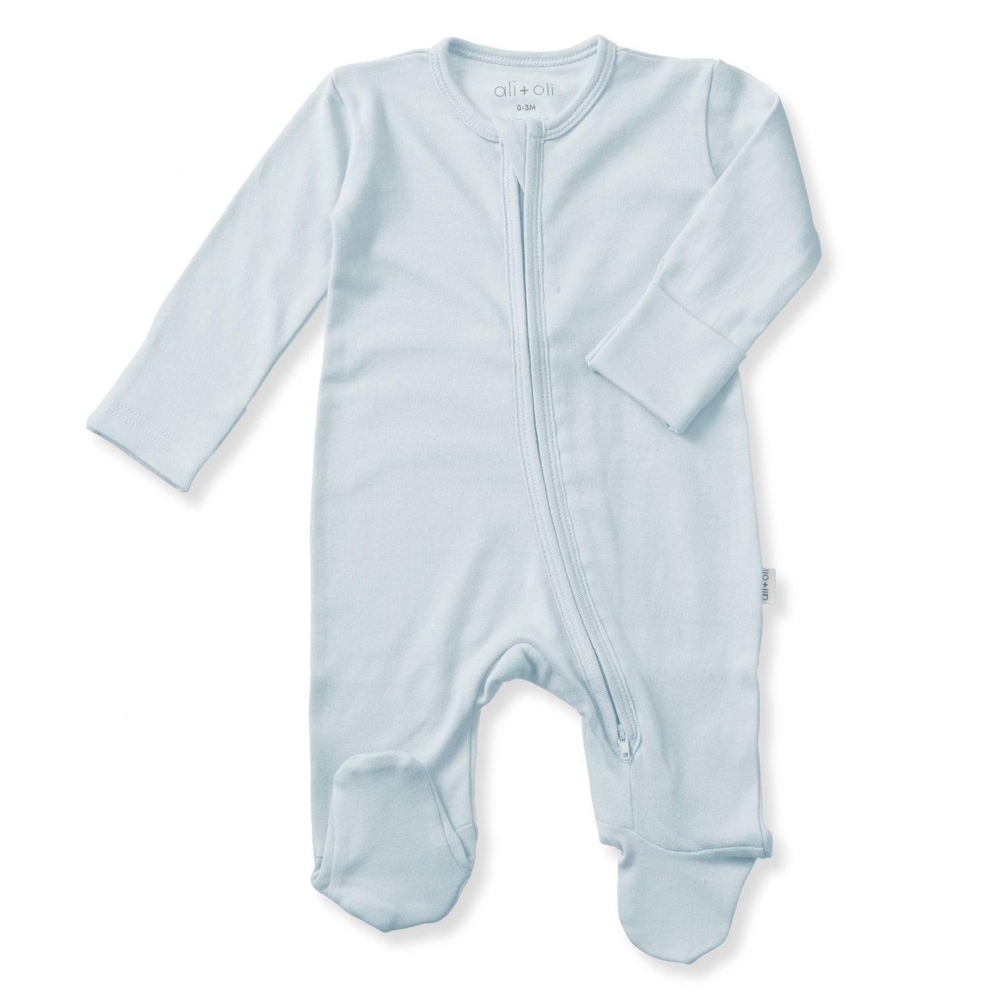 Baby Footie 2-Way Zipper – Organic Cotton Lounge Wear: Blue / 3-6M
