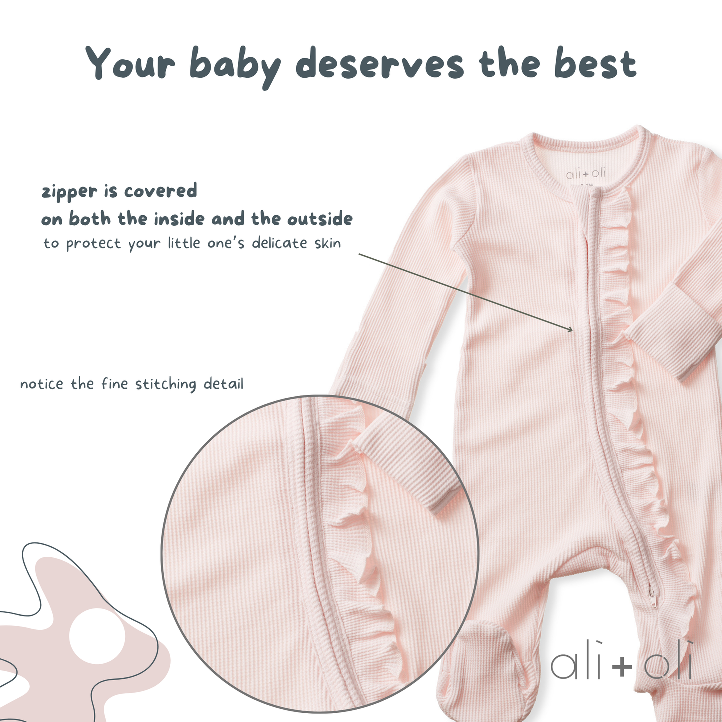 Baby Ruffle Footie 2-Way Zipper