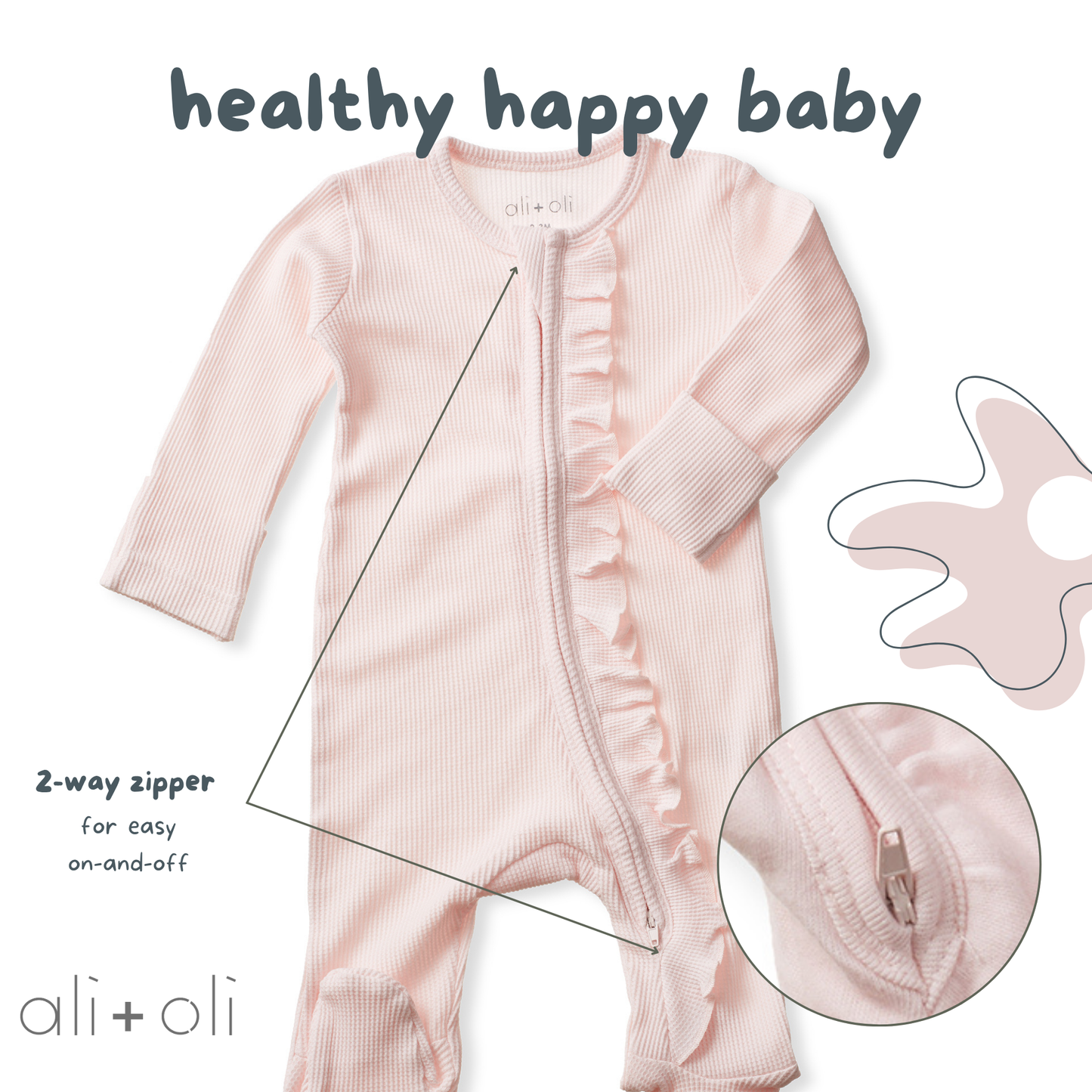 Baby Ruffle Footie 2-Way Zipper