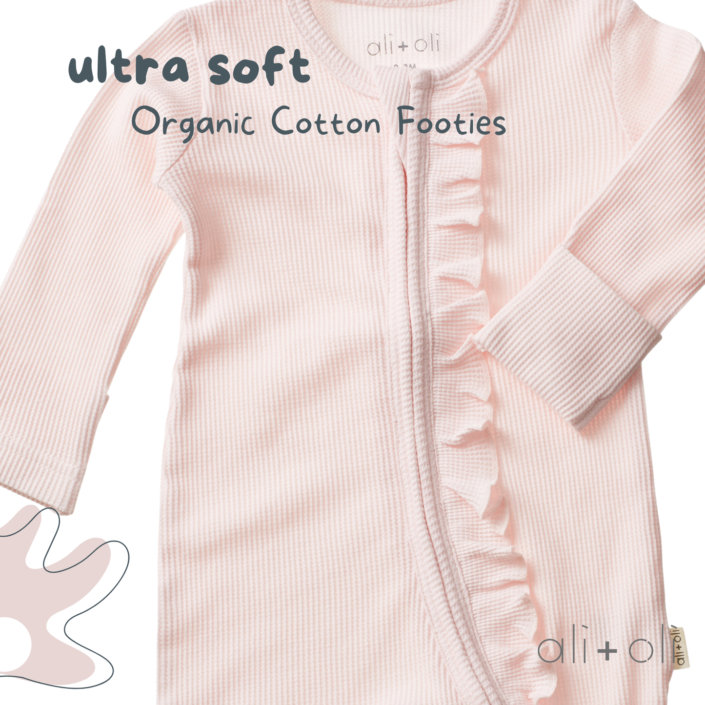 Baby Ruffle Footie 2-Way Zipper