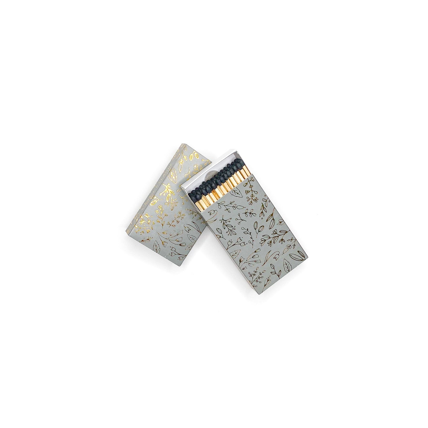 Frankie & Claude Dark Grey & Gold Foil Floral Match Box Large