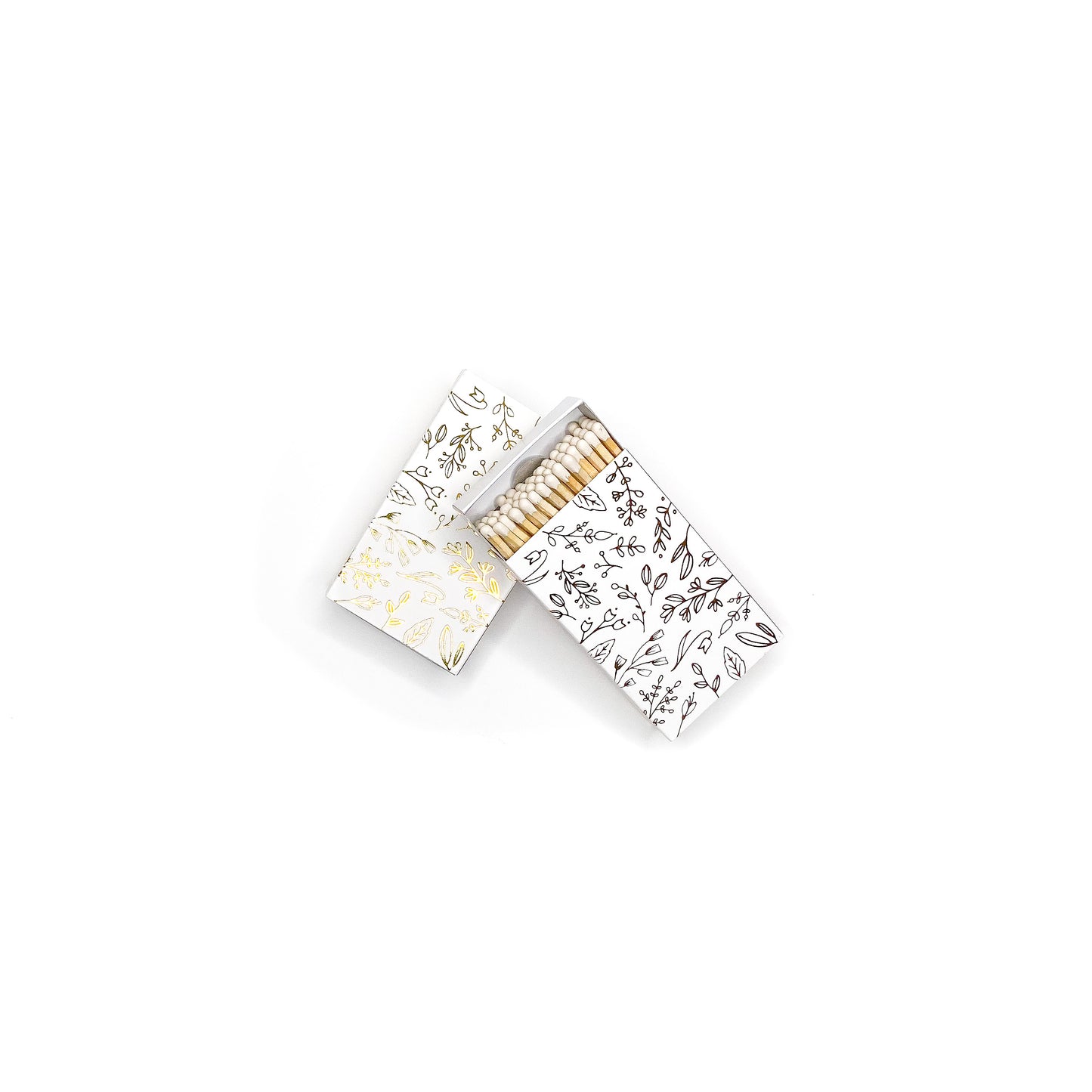 Frankie & Claude White & Gold Foil Floral Match Box Large