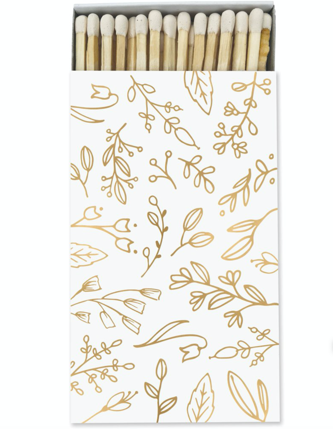 Frankie & Claude White & Gold Foil Floral Match Box Large