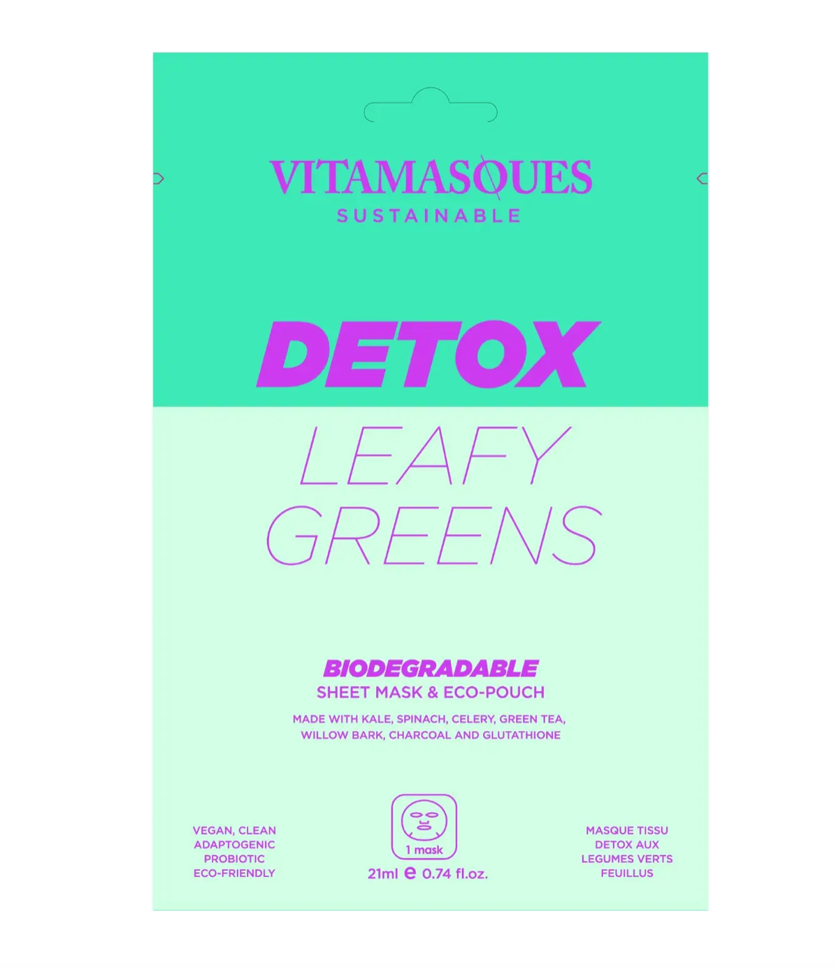 Vitamasques Detox Leafy Greens Biodegradable Sheet Mask
