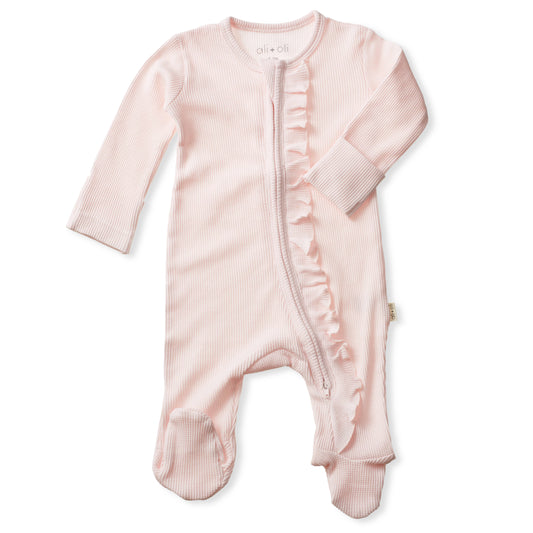 Baby Ruffle Footie 2-Way Zipper