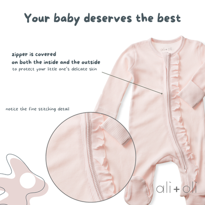 Baby Ruffle Footie 2-Way Zipper