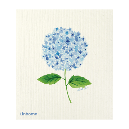 Blue Hydrangea Harmony – Linhome x Liesel Anne Swedish Dishcloths - 1 Pack
