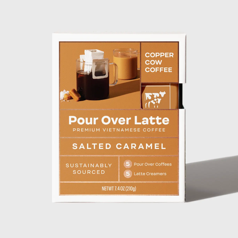Copper Cow Coffee Pour Over Latte Salted Caramel 5 Pack