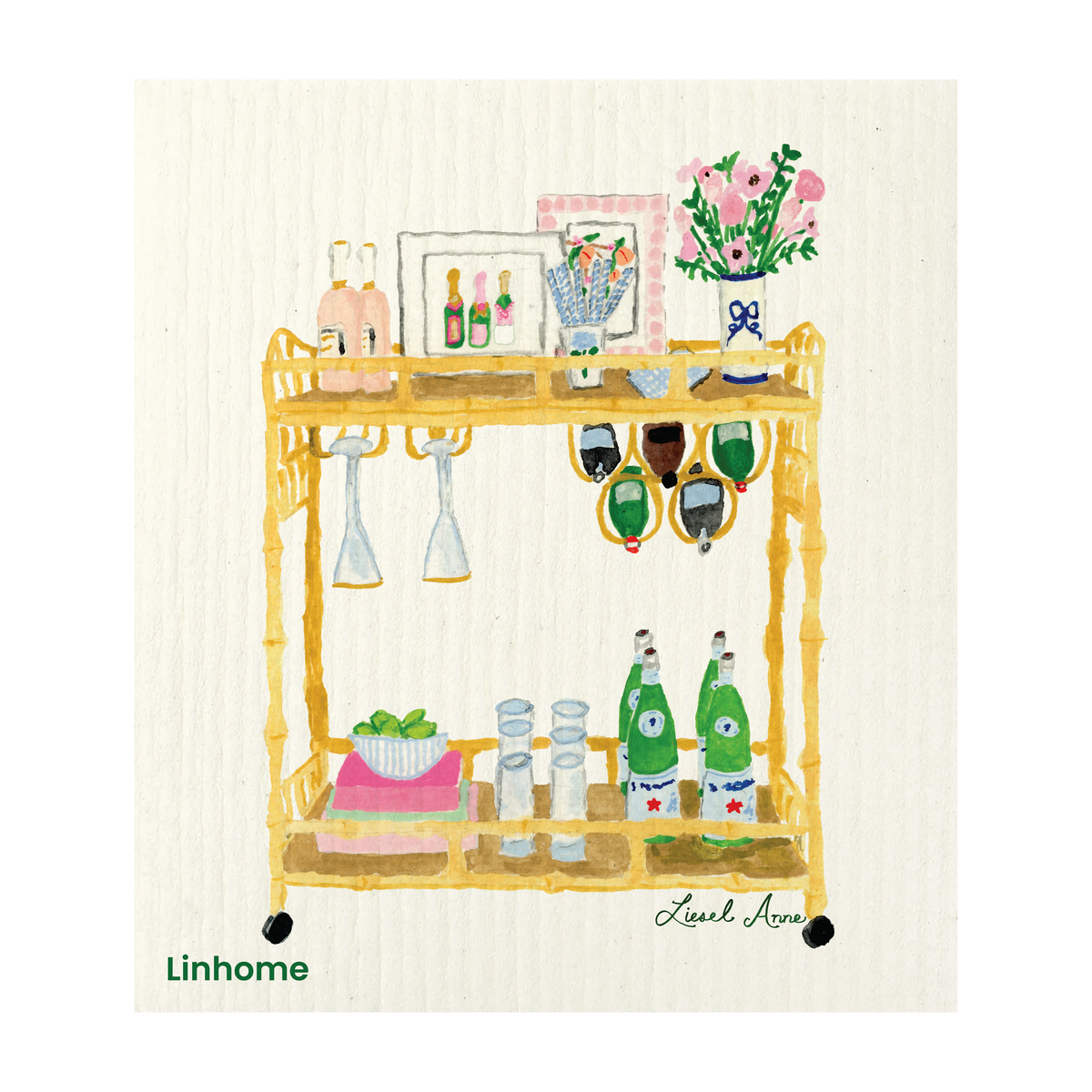 Cocktail Collection The Bar Cart - Linhome x Liesel Anne Swedish Dishcloths - 1 Pack