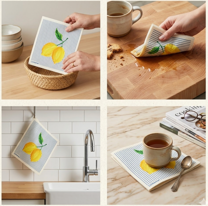 Lemon Zest Stripe- Linhome x Liesel Anne Swedish Dishcloths - 1 Pack