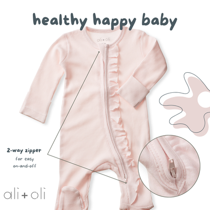 Baby Ruffle Footie 2-Way Zipper