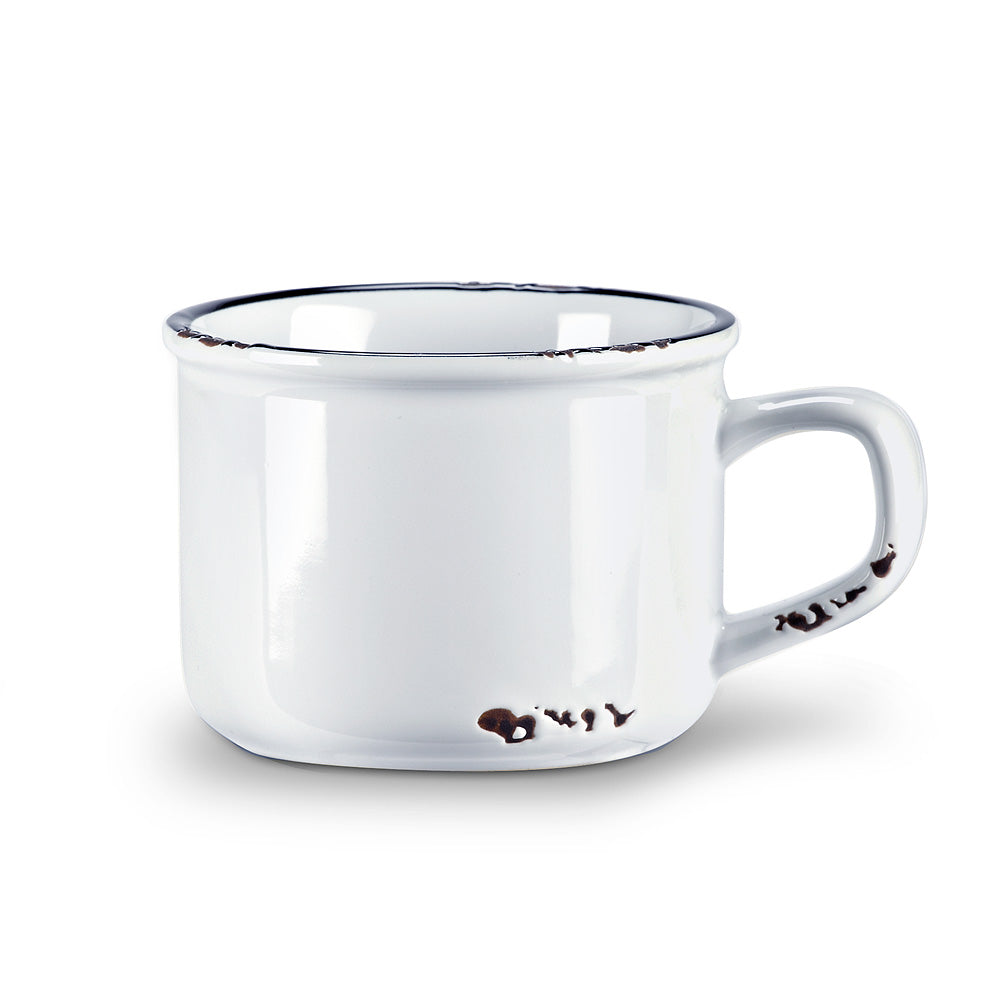 Enamel Look Cappuccino Mug White 8oz