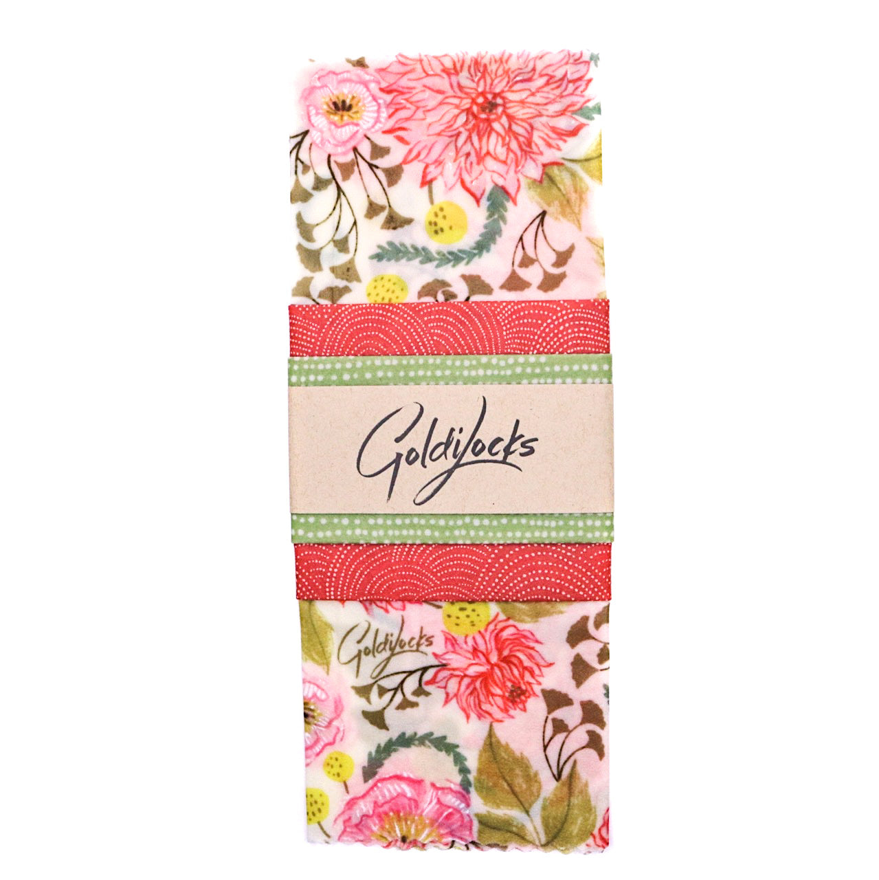 Goldilocks Reusable Beeswax Food Wraps Pink Floral  Set of 3