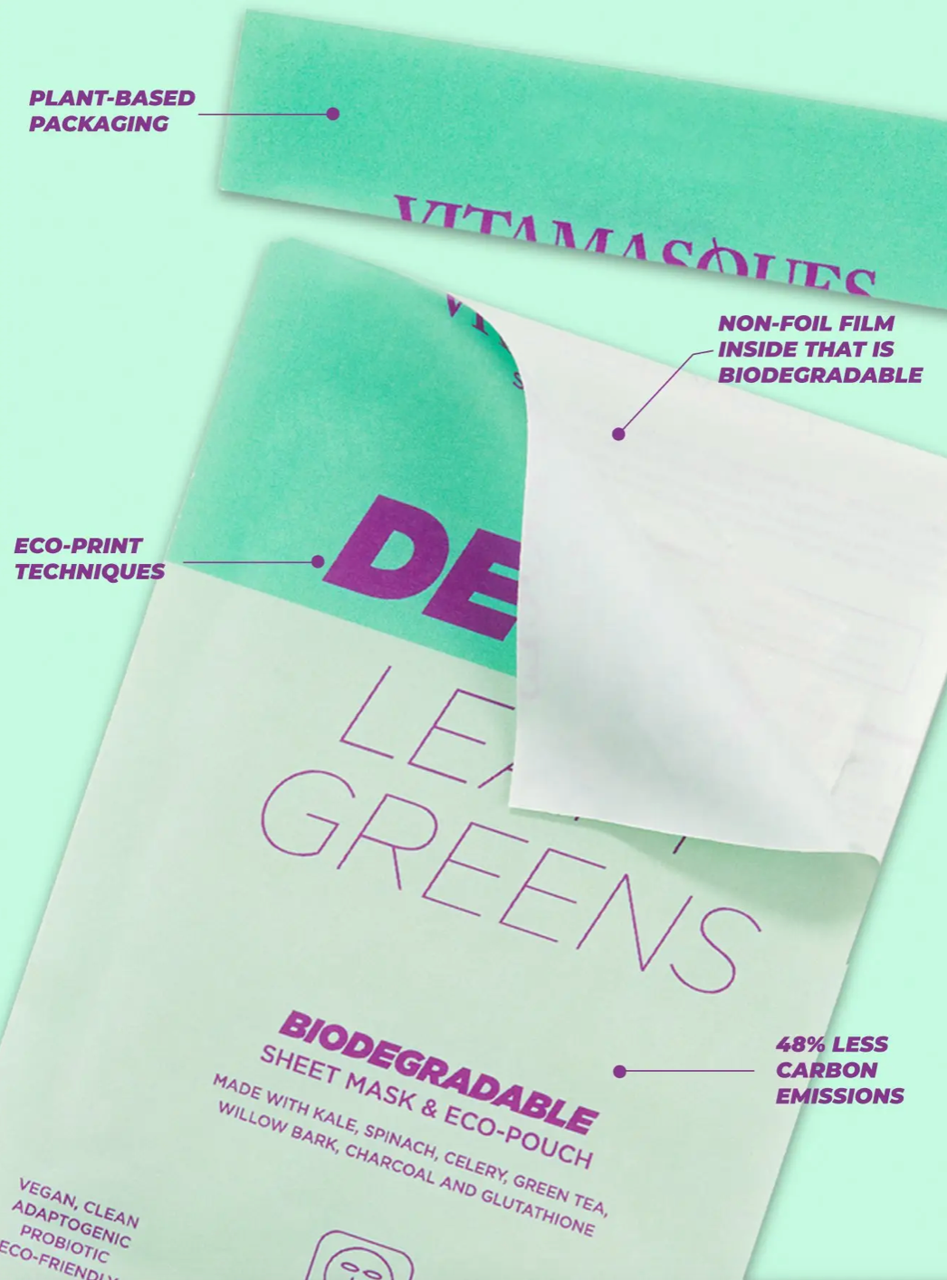 Vitamasques Detox Leafy Greens Biodegradable Sheet Mask