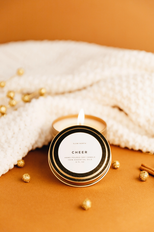 Slow North Gold Tin Candle Cheer